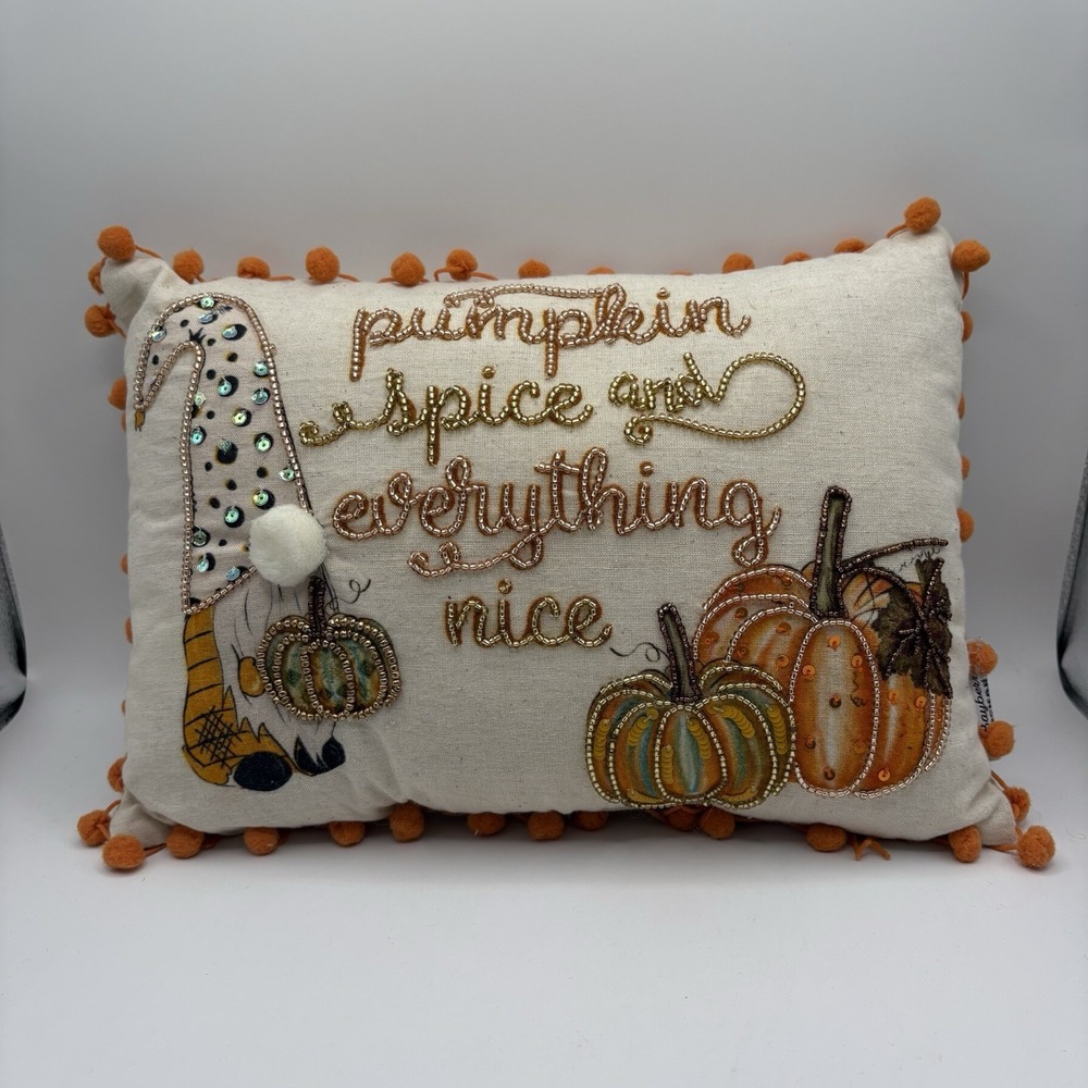 Bayberry Orchards Fall Pumpkin Spice And Everything Nice Pillow Tassels